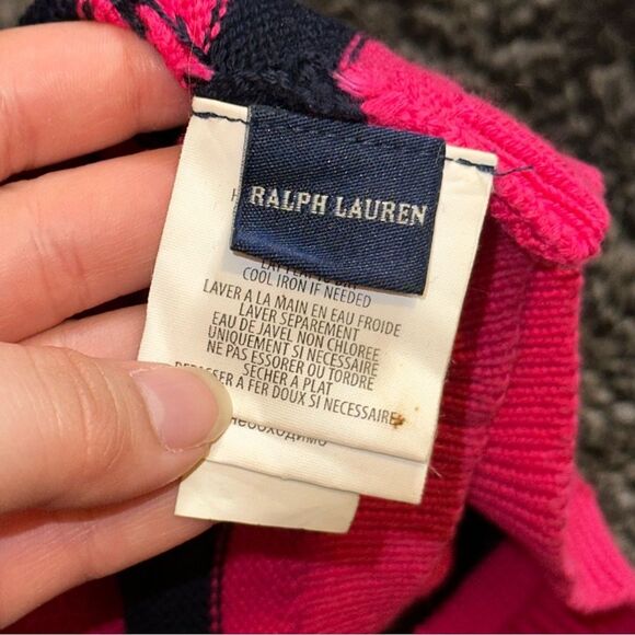 Y2K Ralph Lauren Hot Pink Blue Pima Cotton Wool Blend Striped Beanie OS Indie - Picture 5 of 6